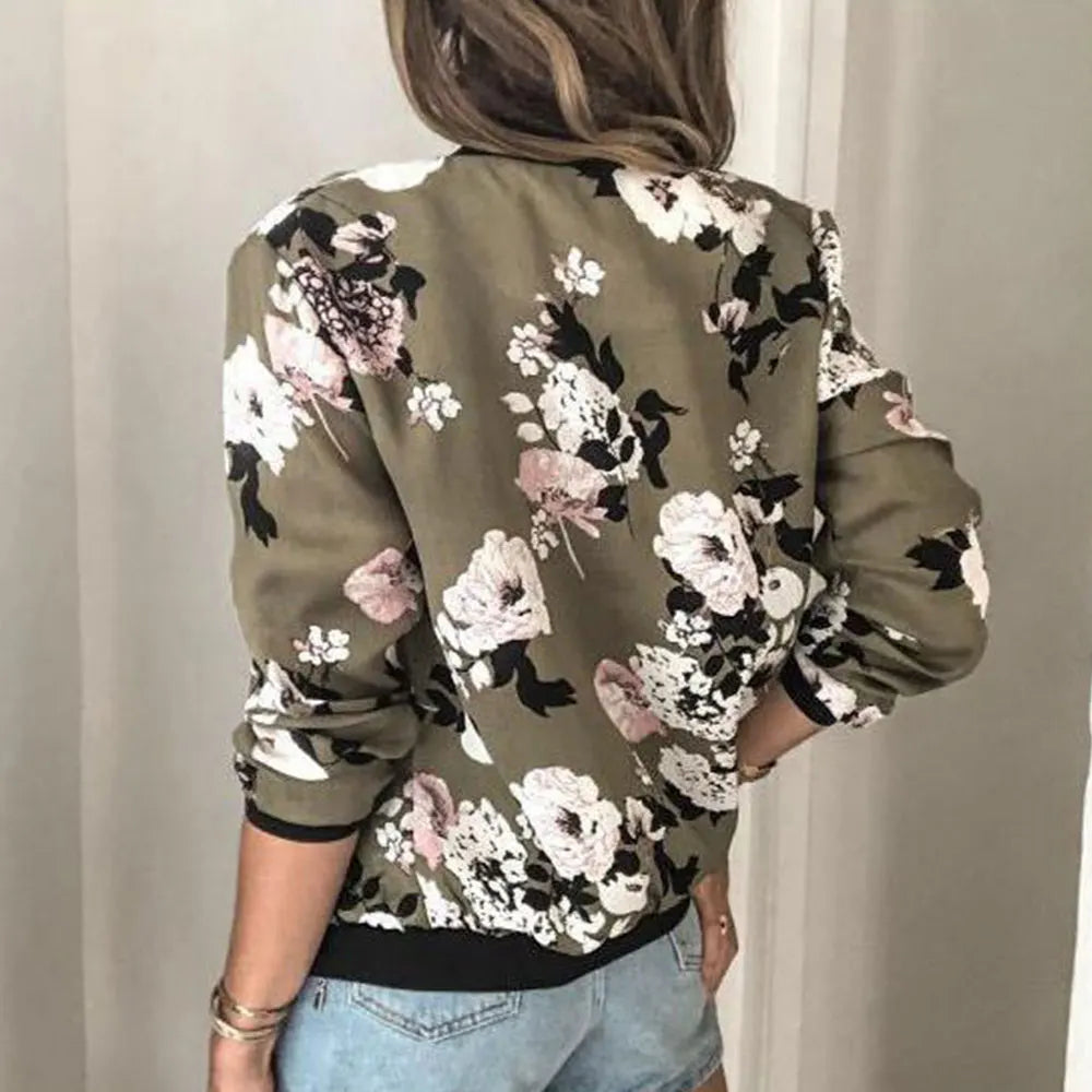 Jaqueta Bomber Estampada Floral