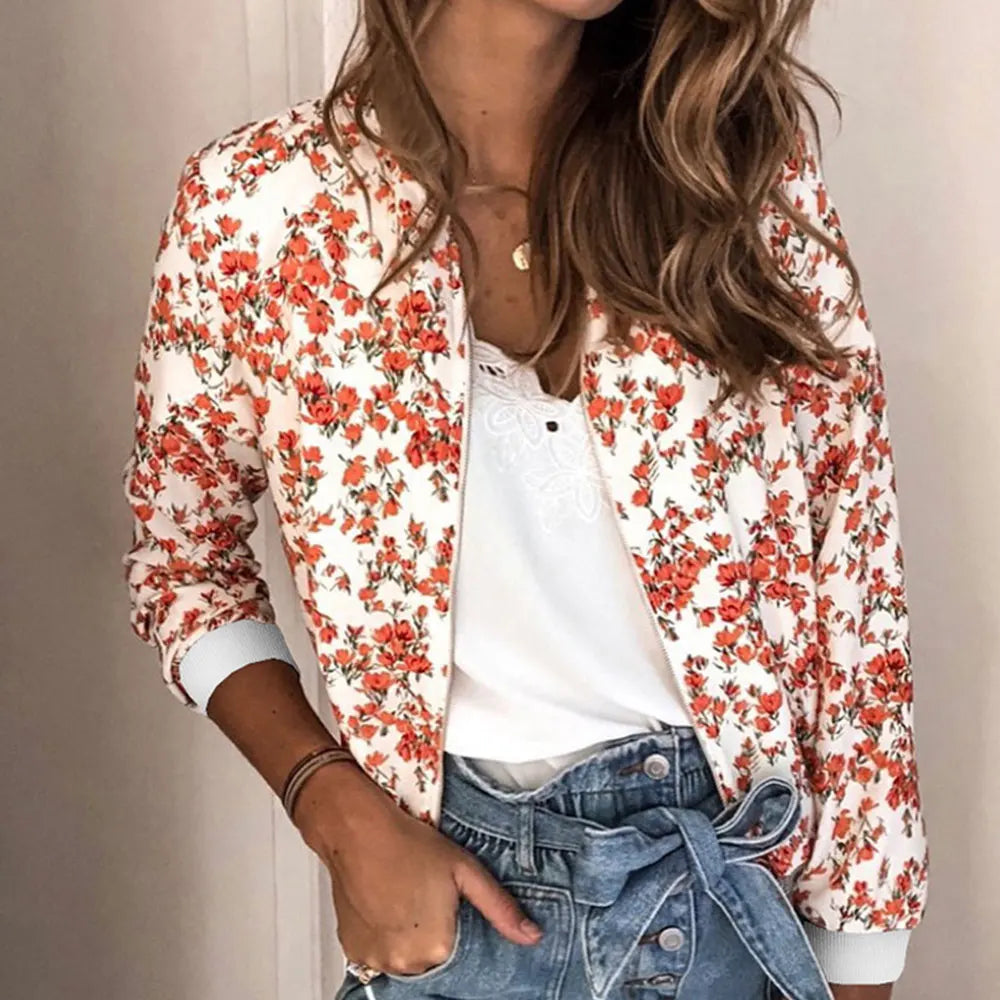 Jaqueta Bomber Estampada Floral