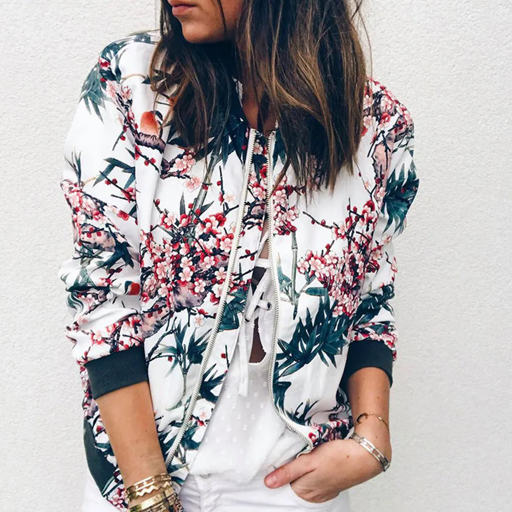 Jaqueta Bomber Estampada Floral