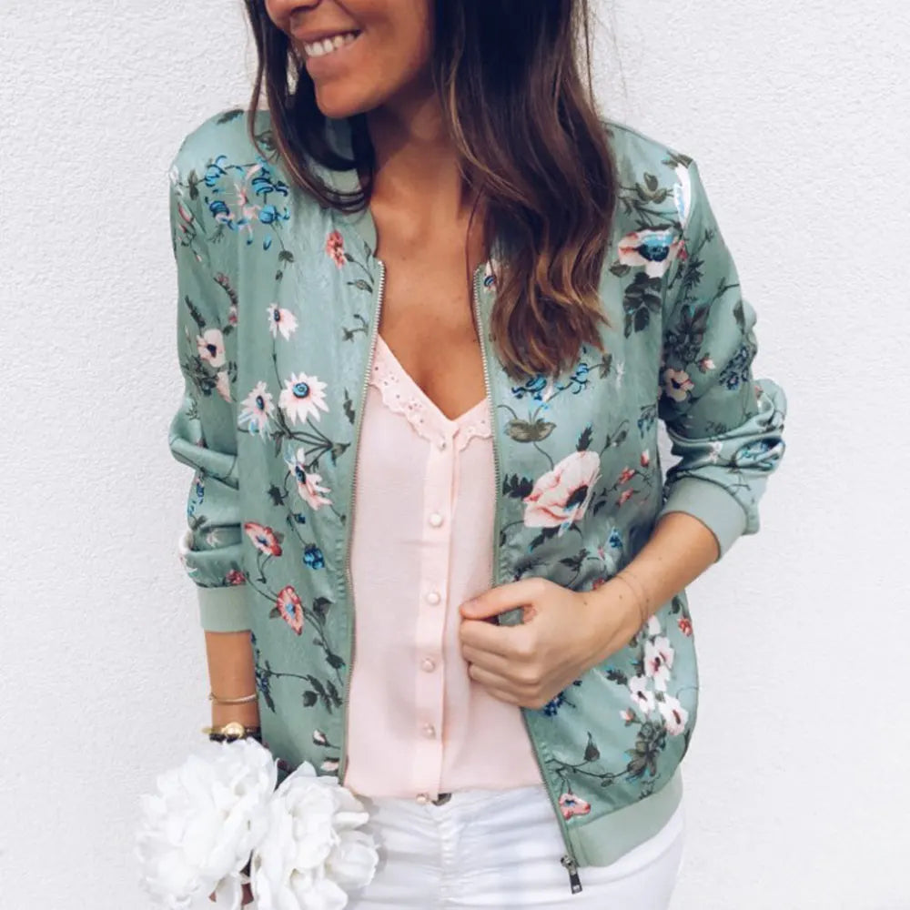 Jaqueta Bomber Estampada Floral