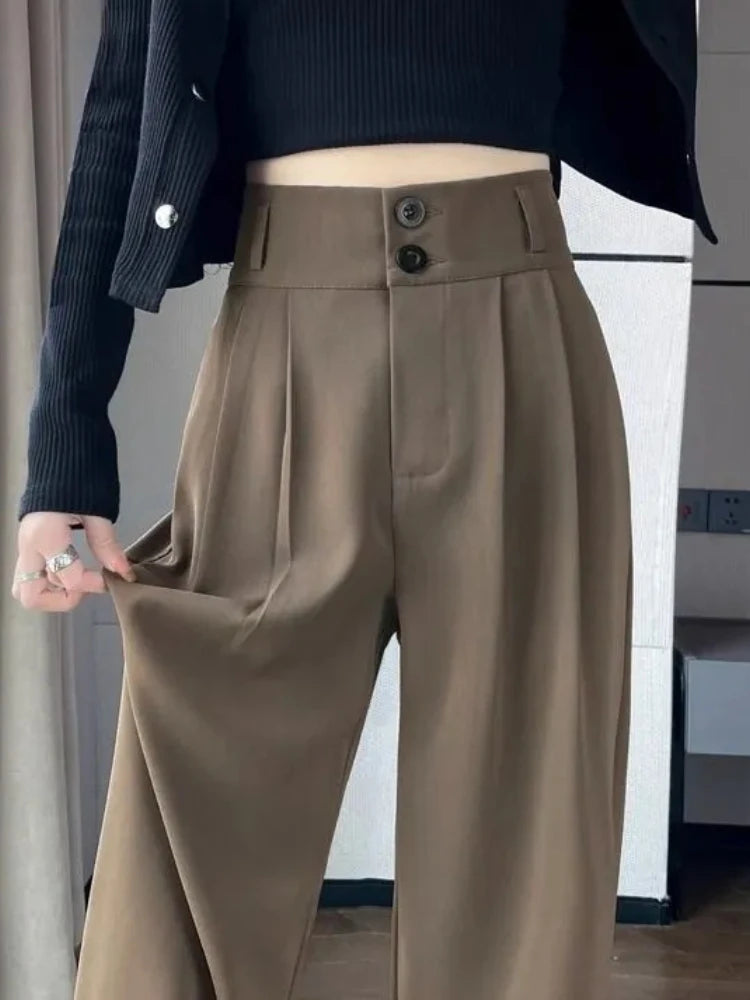 Calça Casual Com Detalhes Plissados Larga