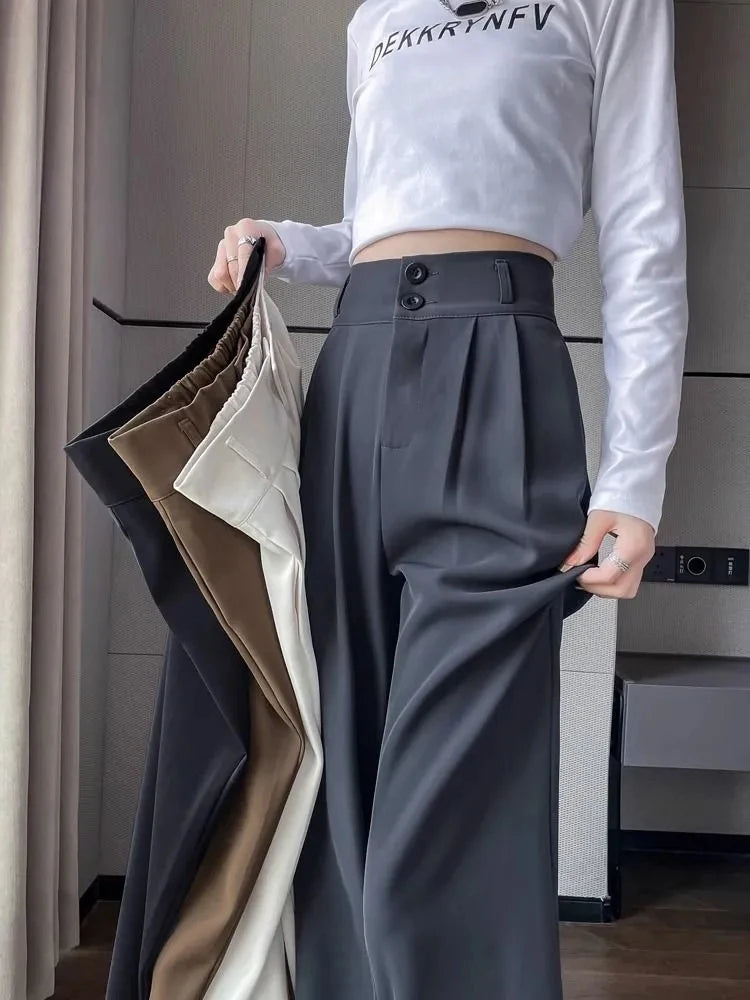 Calça Casual Com Detalhes Plissados Larga