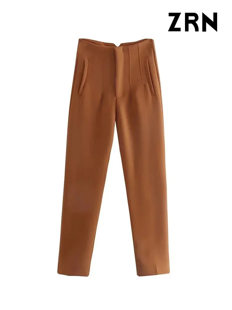 Calça Casual Slouchy Com Ziper