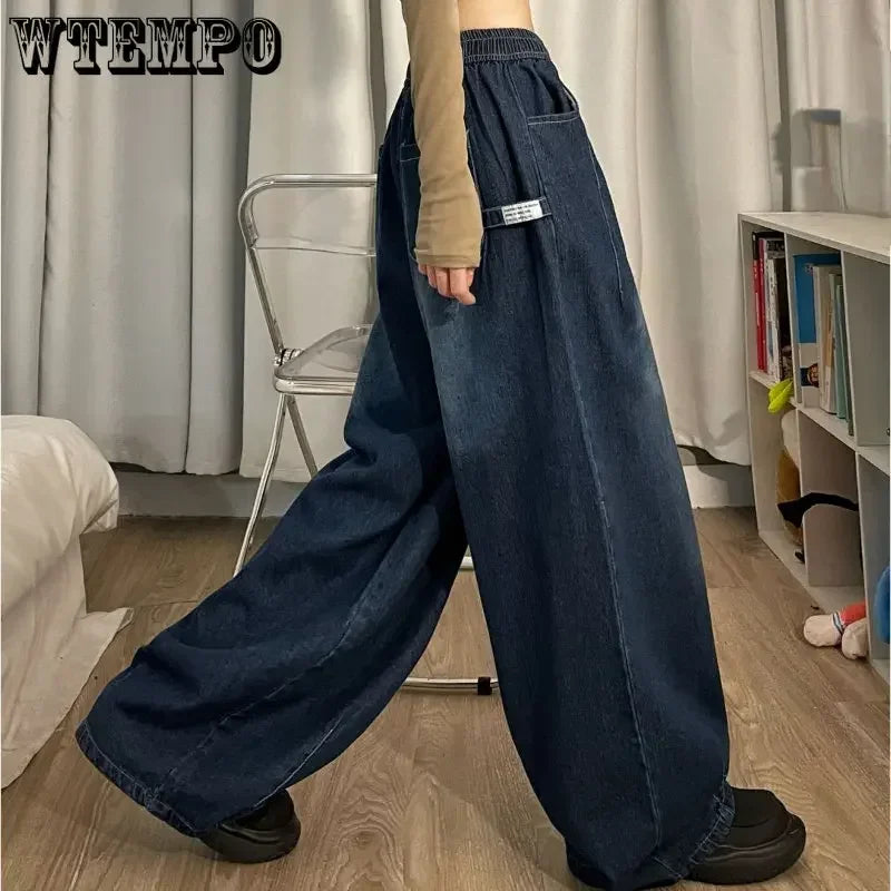 Calça Jeans  Baggy Com Cintura Elástica