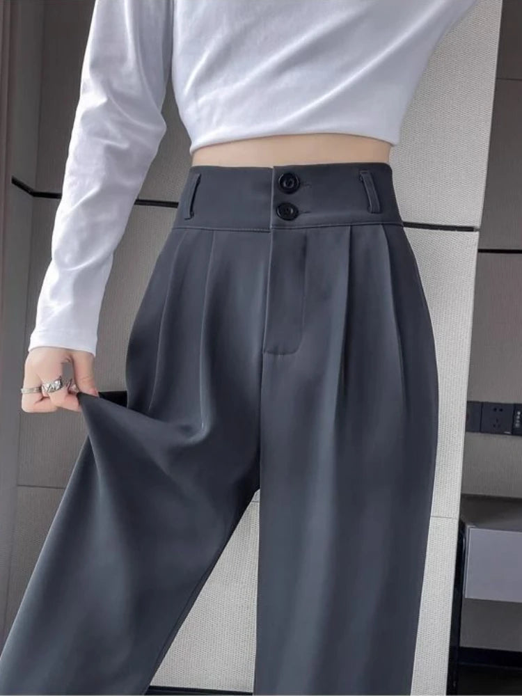 Calça Casual Com Detalhes Plissados Larga